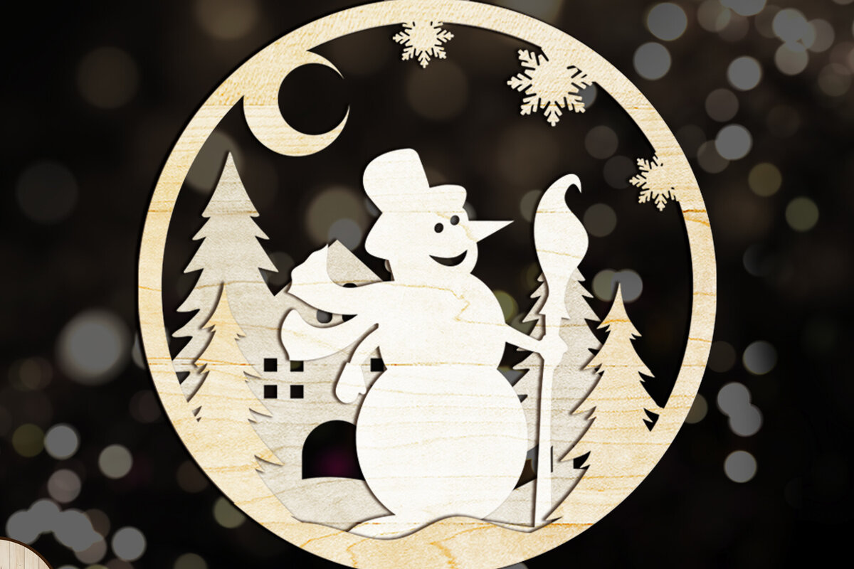 Σετ των 2 Intra απο ξύλο plywood 3mm-4mm πάχος – Διακόσμηση παιχνιδιών για χριστουγεννιάτικο δέντρο χιονάνθρωπος Δίασταση  20x20 cm INTRAFABR-83954751