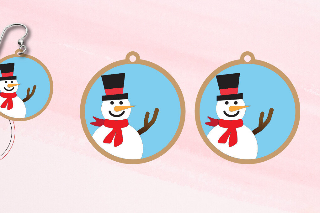 Σετ των 3 Intra απο ξύλο plywood 3mm-4mm πάχος – Σκουλαρίκια Χιονάνθρωπος|Σκουλαρίκια Κόψτε και Σκορ Δίασταση  5x5 cm INTRAFABR-110559872