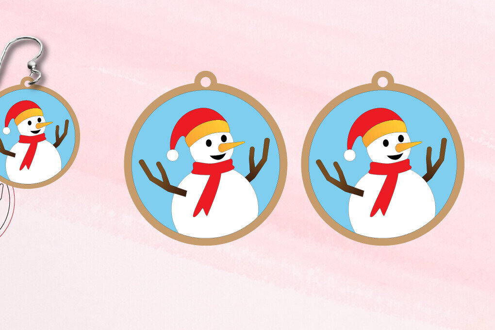 Σετ των 3 Intra απο ξύλο plywood 3mm-4mm πάχος – Σκουλαρίκια Χιονάνθρωπος|Σκουλαρίκια Κόψτε και Σκορ Δίασταση  5x5 cm INTRAFABR-108358557