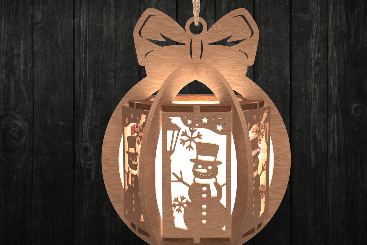 Σετ των 2 Intra απο ξύλο plywood 3mm-4mm πάχος – Χριστουγεννιάτικο φανάρι χιονάνθρωπος Δίασταση  20x20 cm INTRAFABR-108508437