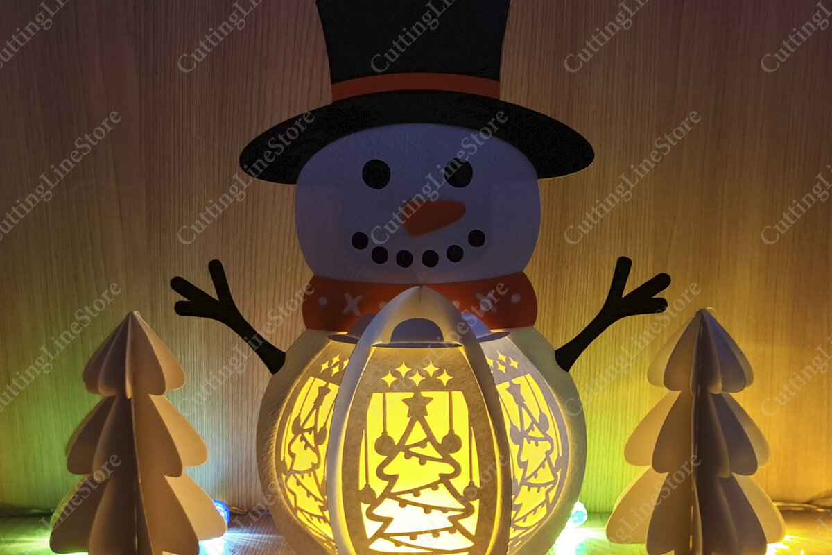 Σετ των 2 Intra απο ξύλο plywood 3mm-4mm πάχος – Πρότυπο φαναριού χιονάνθρωπου Δίασταση  20x20 cm INTRAFABR-109420597