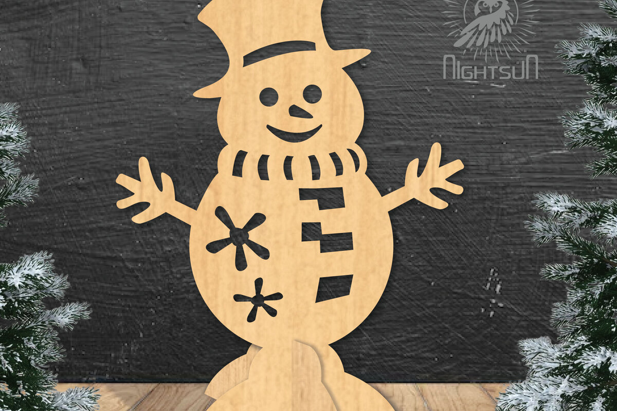 Σετ των 2 Intra απο ξύλο plywood 3mm-4mm πάχος – Snowman Διακόσμηση σπιτιού 1 Δίασταση  20x20 cm INTRAFABR-112295688