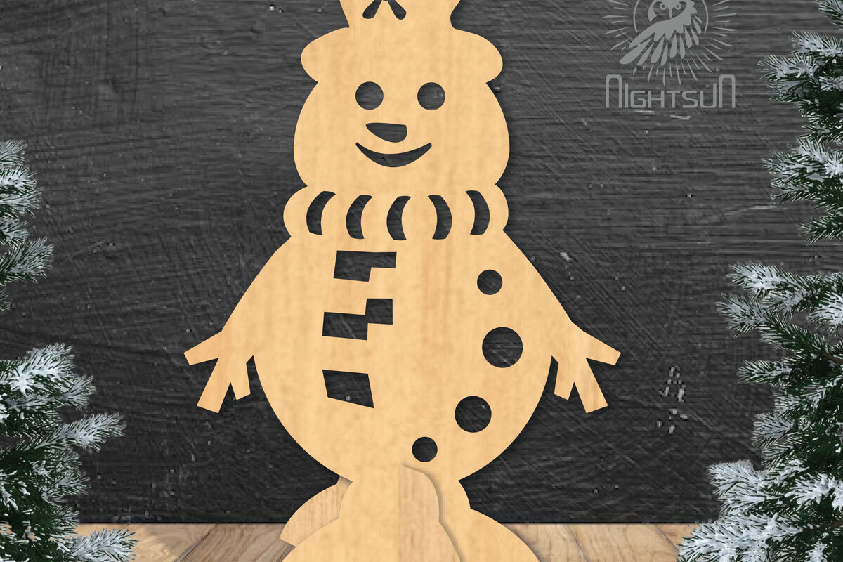 Σετ των 2 Intra απο ξύλο plywood 3mm-4mm πάχος – Snowman Διακόσμηση σπιτιού 2 Δίασταση  20x20 cm INTRAFABR-112295726