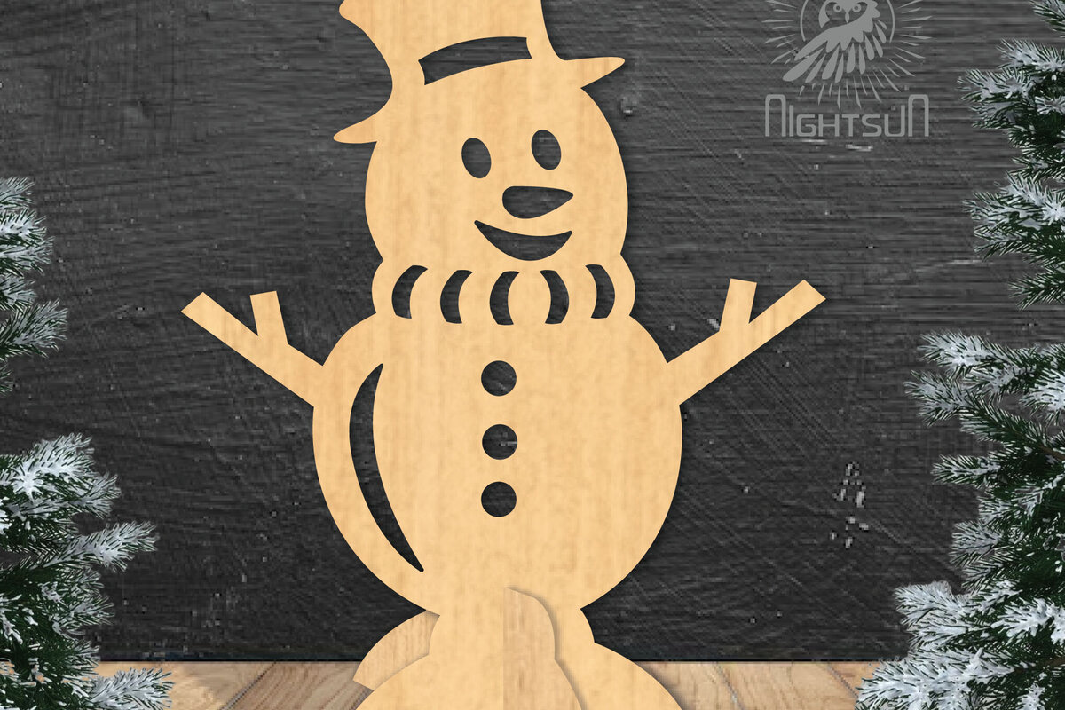 Σετ των 2 Intra απο ξύλο plywood 3mm-4mm πάχος – Snowman Διακόσμηση σπιτιού 3 Δίασταση  20x20 cm INTRAFABR-112295751