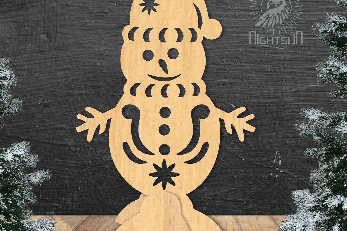 Σετ των 2 Intra απο ξύλο plywood 3mm-4mm πάχος – Snowman Διακόσμηση σπιτιού 4 Δίασταση  20x20 cm INTRAFABR-112295794