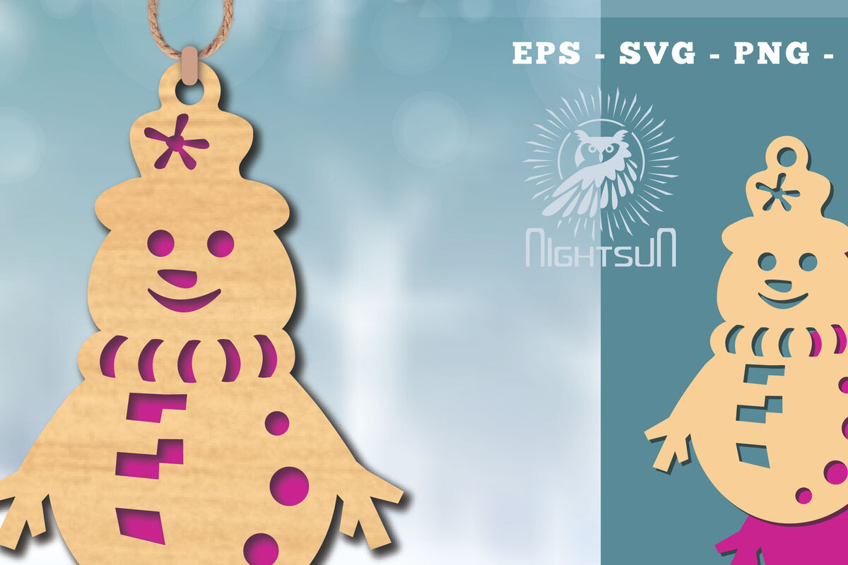 Σετ των 2 Intra απο ξύλο plywood 3mm-4mm πάχος – Στολίδι Snowman 2 Δίασταση  20x20 cm INTRAFABR-112188667