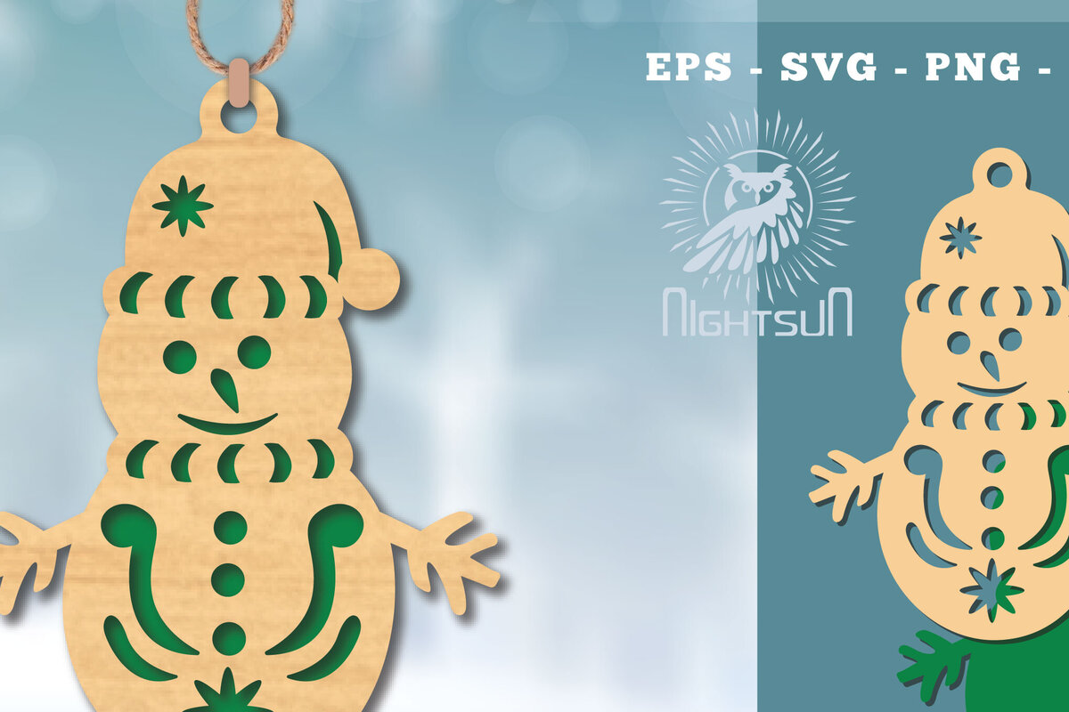 Σετ των 2 Intra απο ξύλο plywood 3mm-4mm πάχος – Στολίδι με χιονάνθρωπος 4 Δίασταση  20x20 cm INTRAFABR-112188726