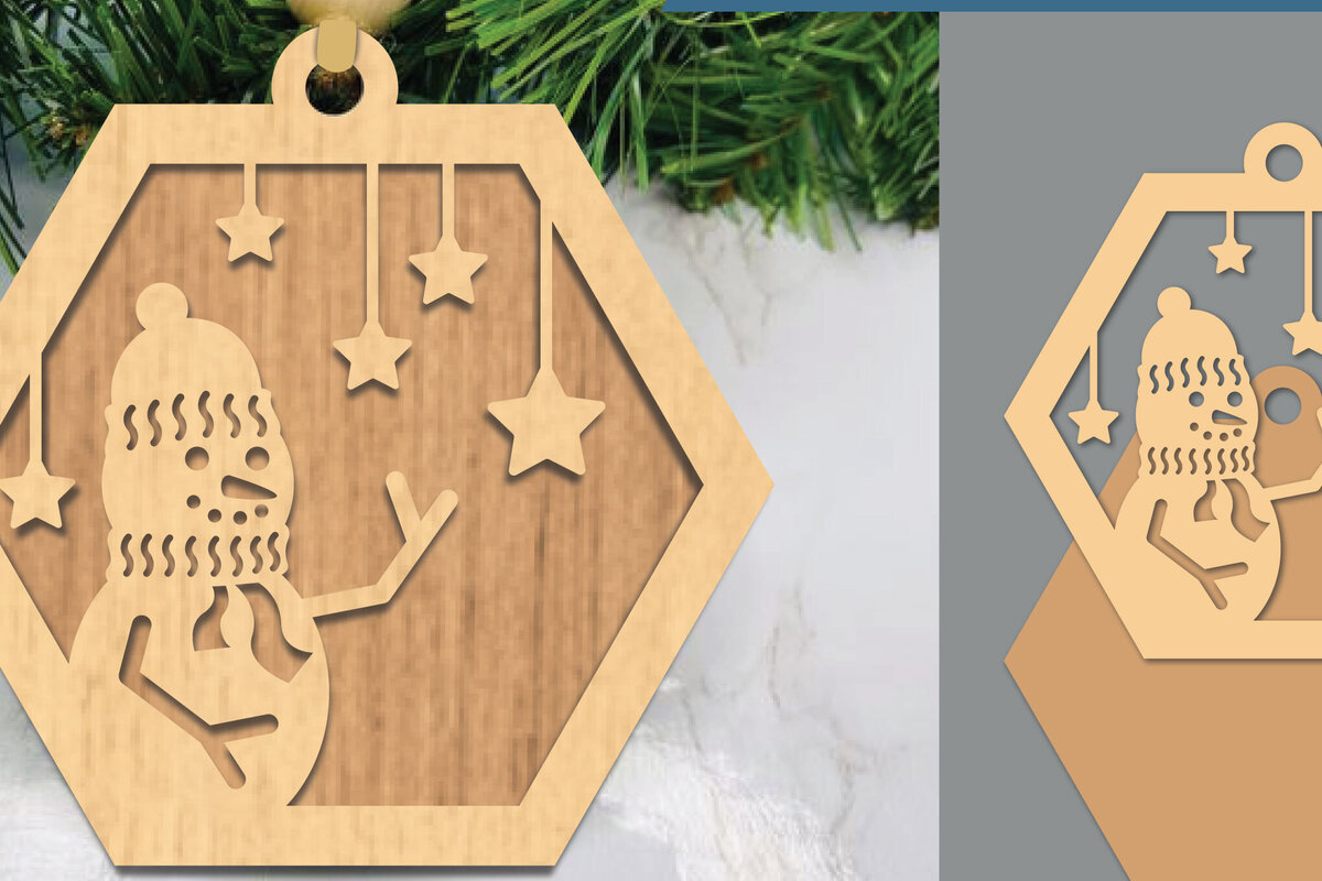 Σετ των 2 Intra απο ξύλο plywood 3mm-4mm πάχος – Στολίδι με χιονάνθρωπος Δίασταση  20x20 cm INTRAFABR-105774638