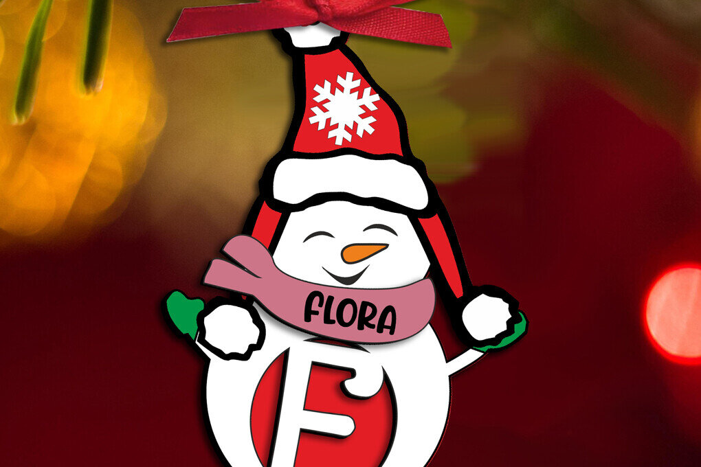 Σετ των 2 Intra απο ξύλο plywood 3mm-4mm πάχος – Χιονάνθρωπος Γράμμα F Δώρο διακοπών Δίασταση  20x20 cm INTRAFABR-109991682