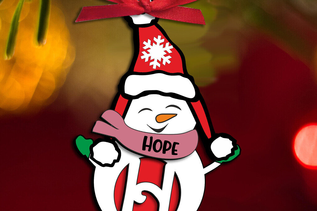 Σετ των 2 Intra απο ξύλο plywood 3mm-4mm πάχος – Χιονάνθρωπος γράμμα H Στολίδι δέντρου διακοπών Δίασταση  20x20 cm INTRAFABR-110023874