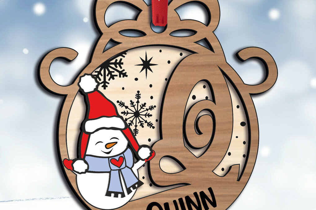 Σετ των 2 Intra απο ξύλο plywood 3mm-4mm πάχος – Snowman Letter Q Χριστουγεννιάτικες διακοπές Δίασταση  20x20 cm INTRAFABR-110708092