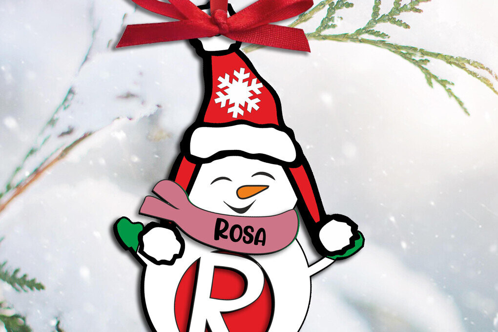 Σετ των 2 Intra απο ξύλο plywood 3mm-4mm πάχος – Χιονάνθρωπος Γράμμα R Χριστουγεννιάτικο δώρο διακοπών Δίασταση  20x20 cm INTRAFABR-110179750