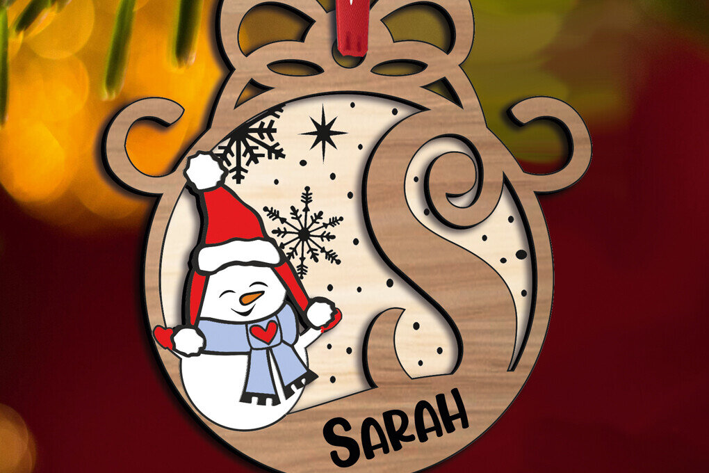 Σετ των 2 Intra απο ξύλο plywood 3mm-4mm πάχος – Snowman Letter S Holiday Christmas Δίασταση  20x20 cm INTRAFABR-110714390