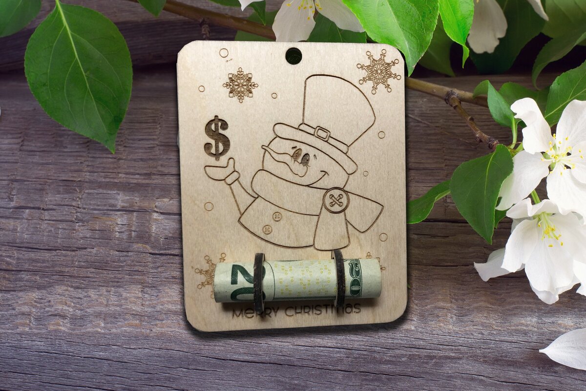 Σετ των 2 Intra απο ξύλο plywood 3mm-4mm πάχος – Κάτοχος χρημάτων χιονάνθρωπος Δίασταση  20x20 cm INTRAFABR-38013457