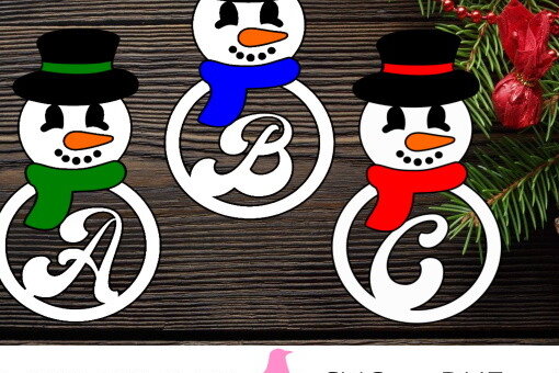 Σετ των 2 Intra απο ξύλο plywood 3mm-4mm πάχος – Στολίδι Μονόγραμμα Χιονάνθρωπος - Αρχείο Laser Δίασταση  20x20 cm INTRAFABR-50194686