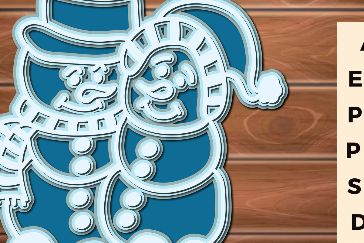 Σετ των 2 Intra απο ξύλο plywood 3mm-4mm πάχος – Αρχεία κοπής πολλών επιπέδων χιονάνθρωπος Δίασταση  20x20 cm INTRAFABR-17623518