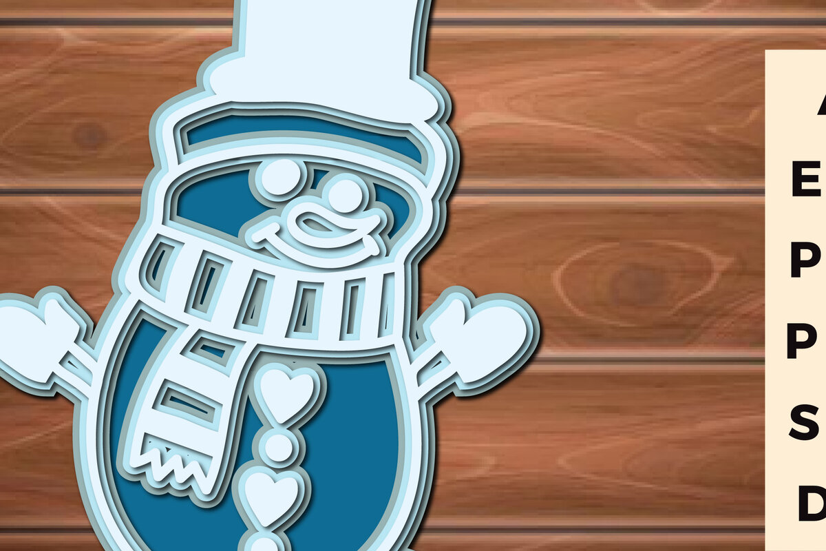 Σετ των 2 Intra απο ξύλο plywood 3mm-4mm πάχος – Αρχεία κοπής πολλών επιπέδων χιονάνθρωπος Δίασταση  20x20 cm INTRAFABR-17623531