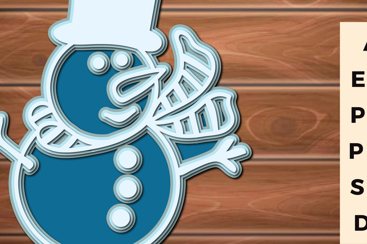 Σετ των 2 Intra απο ξύλο plywood 3mm-4mm πάχος – Αρχεία κοπής πολλών επιπέδων χιονάνθρωπος Δίασταση  20x20 cm INTRAFABR-17623618