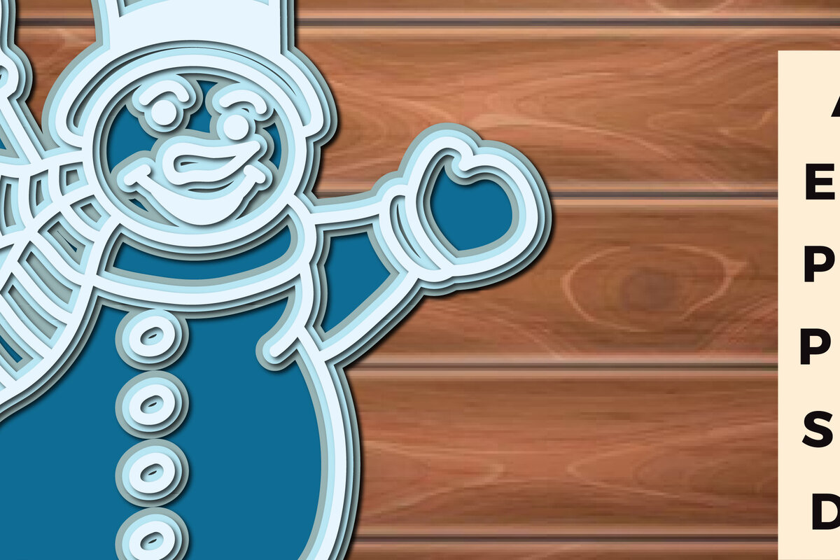 Σετ των 2 Intra απο ξύλο plywood 3mm-4mm πάχος – Αρχεία κοπής πολλών επιπέδων χιονάνθρωπος Δίασταση  20x20 cm INTRAFABR-17623597