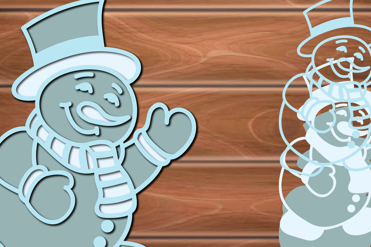 Σετ των 2 Intra απο ξύλο plywood 3mm-4mm πάχος – Χριστούγεννα πολυστρωματικά κομμένα αρχεία χιονάνθρωπος Δίασταση  20x20 cm INTRAFABR-17570838