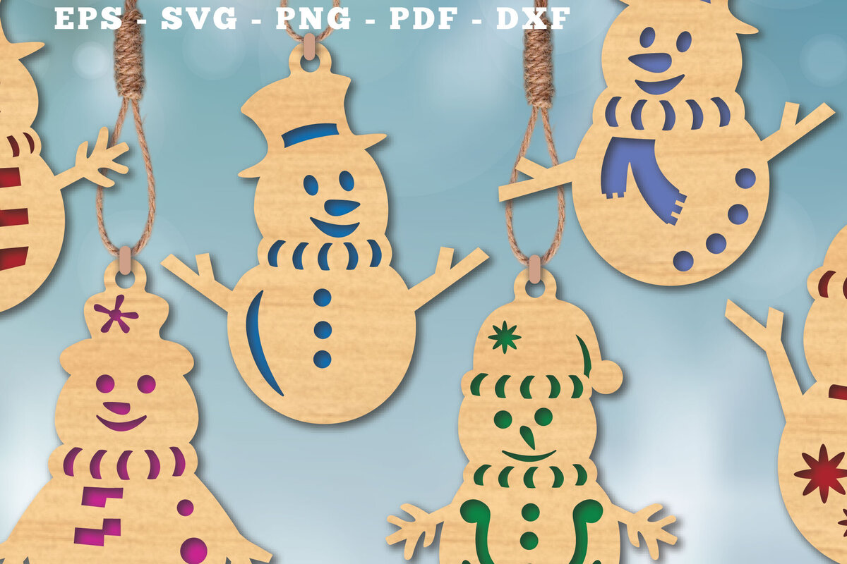 Σετ των 2 Intra απο ξύλο plywood 3mm-4mm πάχος – Συλλογή στολιδιών χιονάνθρωπος Δίασταση  20x20 cm INTRAFABR-112188811