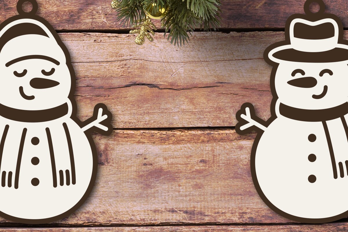 Σετ των 2 Intra απο ξύλο plywood 3mm-4mm πάχος – Αρχεία λέιζερ στολίδι χιονάνθρωπος | Αστείος Χρ Δίασταση  20x20 cm INTRAFABR-110710277