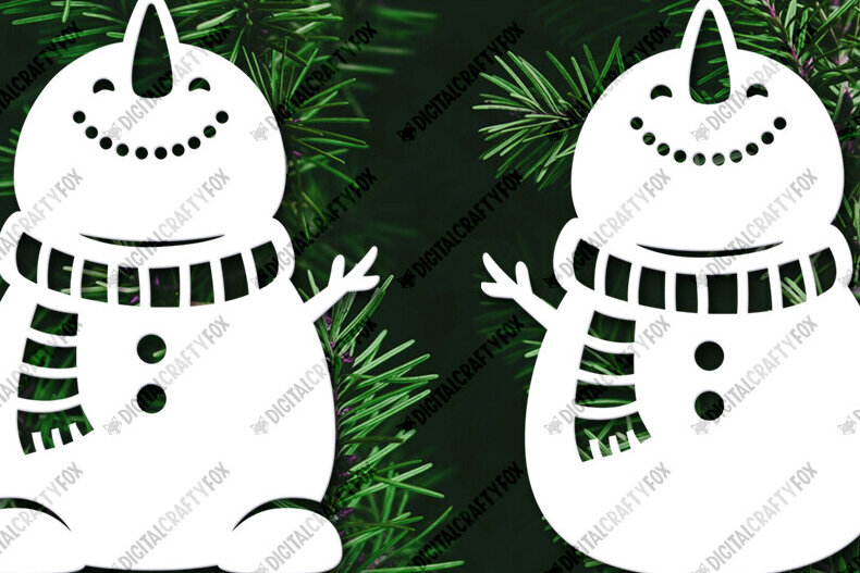 Σετ των 2 Intra απο ξύλο plywood 3mm-4mm πάχος – Snowman Paper Cut, Snowman Δίασταση  20x20 cm INTRAFABR-116426370