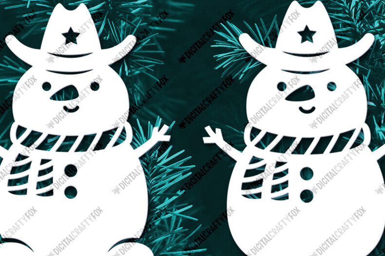 Σετ των 2 Intra απο ξύλο plywood 3mm-4mm πάχος – Snowman Paper Cut, Snowman Δίασταση  20x20 cm INTRAFABR-116499854