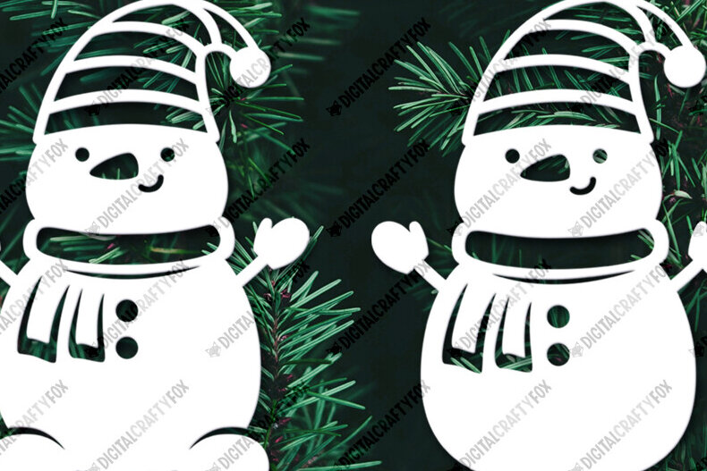 Σετ των 2 Intra απο ξύλο plywood 3mm-4mm πάχος – Snowman Paper Cut, Snowman Δίασταση  20x20 cm INTRAFABR-116424444