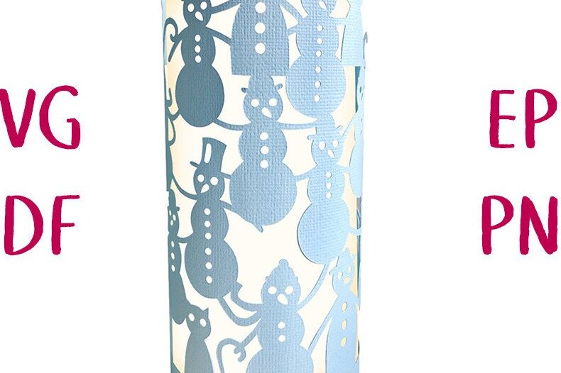 Σετ των 2 Intra απο ξύλο plywood 3mm-4mm πάχος – Snowman Winter Holidays Lantern Cut Δίασταση  20x20 cm INTRAFABR-43618549