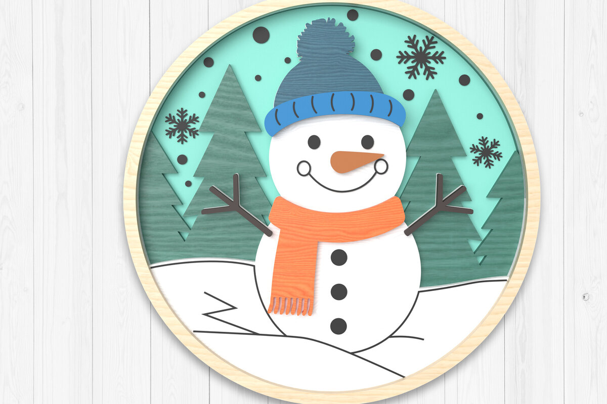 Σετ των 2 Intra απο ξύλο plywood 3mm-4mm πάχος – Χιονάνθρωπος Χειμερινό στολίδι με λέιζερ Δίασταση  20x20 cm INTRAFABR-106511661