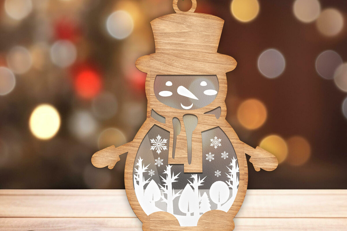Σετ των 2 Intra απο ξύλο plywood 3mm-4mm πάχος – Χιονάνθρωπος Ξύλο Κοπή, Χριστουγεννιάτικο Στολίδι Δίασταση  20x20 cm INTRAFABR-83099907