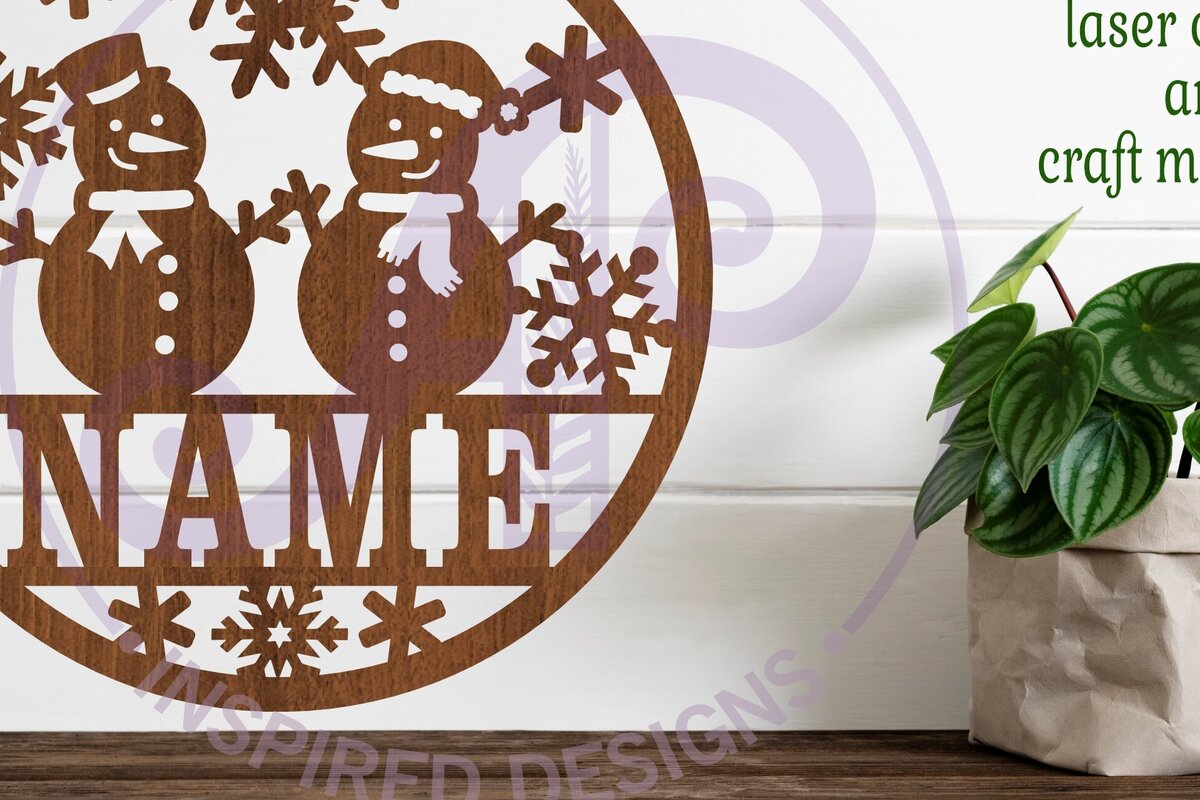 Σετ των 2 Intra απο ξύλο plywood 3mm-4mm πάχος – Χιονάνθρωποι Χριστουγεννιάτικο σύμβολο Laser Δίασταση  20x20 cm INTRAFABR-102151519