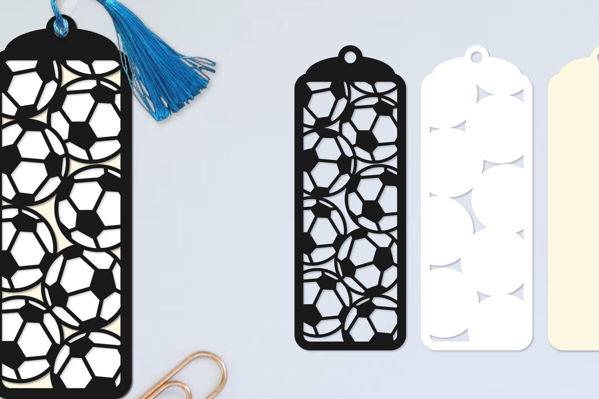 Σετ των 2 Intra απο ξύλο plywood 3mm-4mm πάχος – Μπάλα ποδοσφαίρου σελιδοδείκτης Papercut Δίασταση  20x20 cm INTRAFABR-97222708