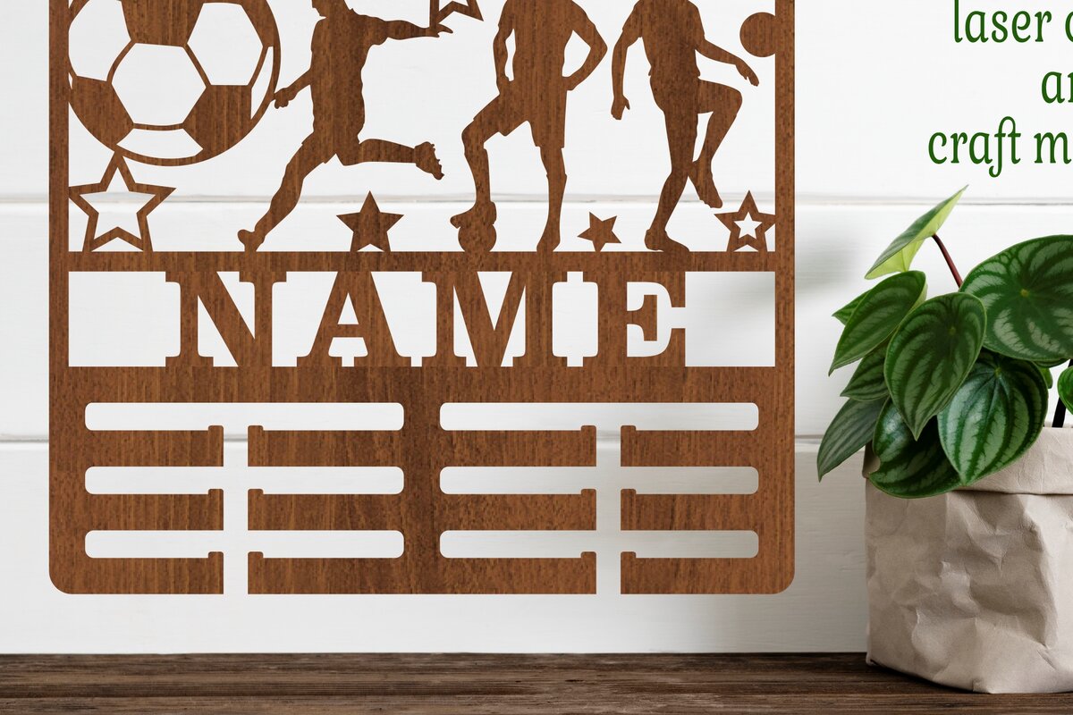 Σετ των 2 Intra απο ξύλο plywood 3mm-4mm πάχος – Κάτοχος μεταλλίου ποδοσφαίρου / ποδοσφαίρου Δίασταση  20x20 cm INTRAFABR-66504187