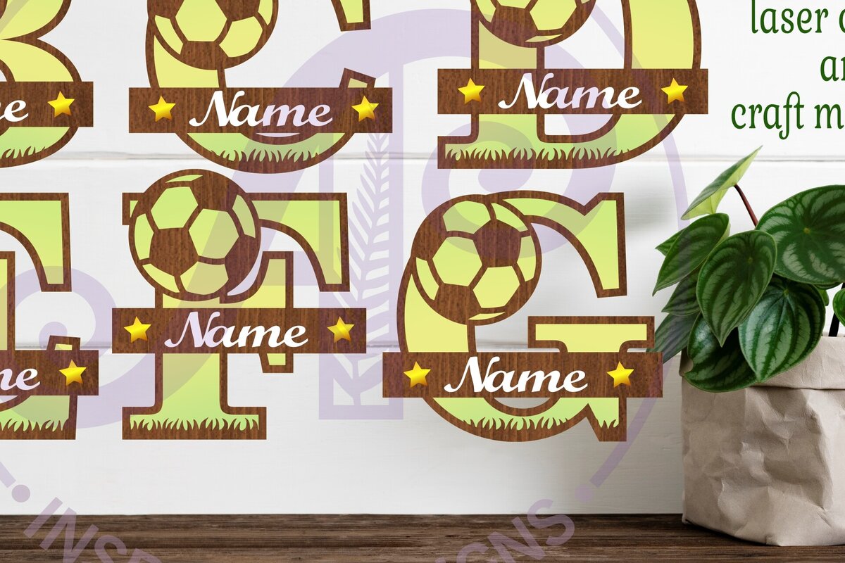 Σετ των 2 Intra απο ξύλο plywood 3mm-4mm πάχος – Πακέτο επιστολών μονογράμματος ποδοσφαίρου/ποδοσφαίρου Δίασταση  20x20 cm INTRAFABR-81959832