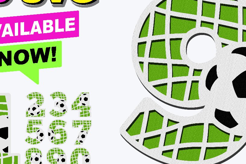 Σετ των 2 Intra απο ξύλο plywood 3mm-4mm πάχος – Αριθμοί ποδοσφαίρου Δίασταση  20x20 cm INTRAFABR-54719051