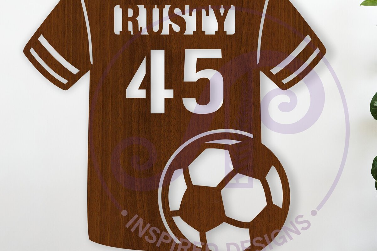 Σετ των 2 Intra απο ξύλο plywood 3mm-4mm πάχος – Ποδοσφαιρική μπλούζα με όνομα Δίασταση  20x20 cm INTRAFABR-116552243