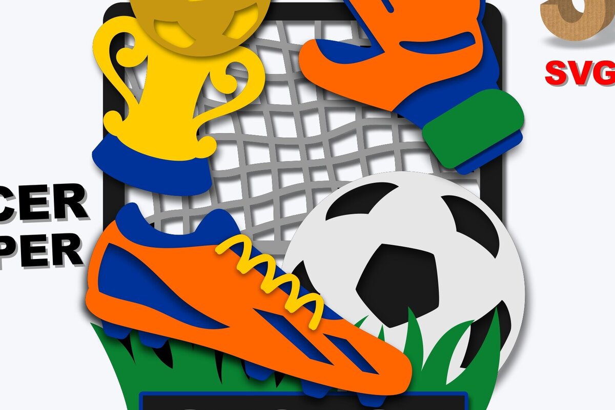 Σετ των 2 Intra απο ξύλο plywood 3mm-4mm πάχος – Soccer Topper 3D Δίασταση  20x20 cm INTRAFABR-101370729