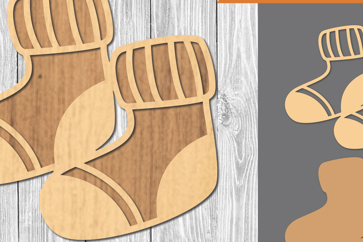 Σετ των 2 Intra απο ξύλο plywood 3mm-4mm πάχος – Κάλτσες Διακόσμηση Δίασταση  20x20 cm INTRAFABR-109511848