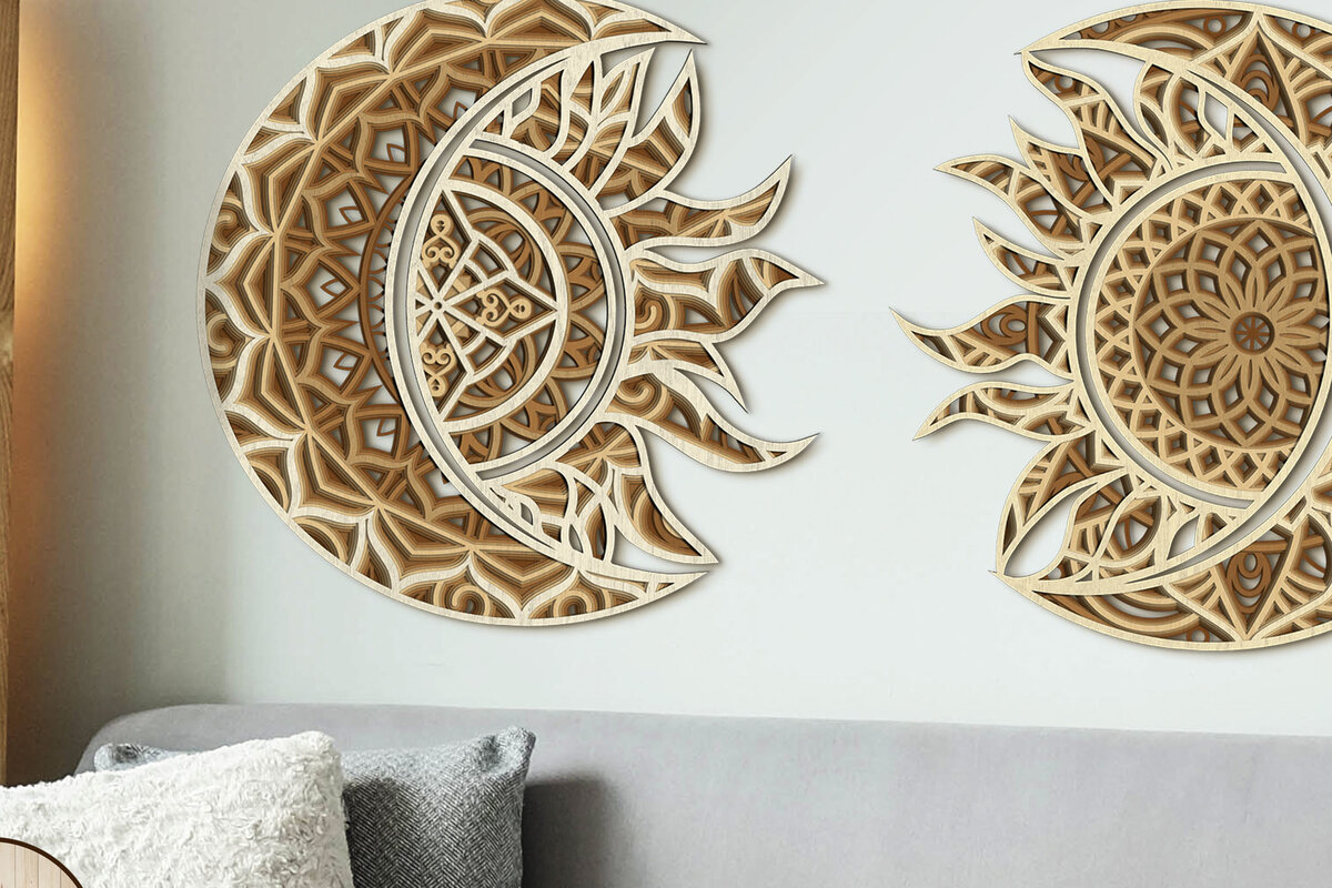 Intra απο ξύλο plywood 3mm-4mm πάχος – Solar Eclipse Wall Art Ήλιος και Σελήνη Δίασταση  40x30 cm INTRAFABR-71774483