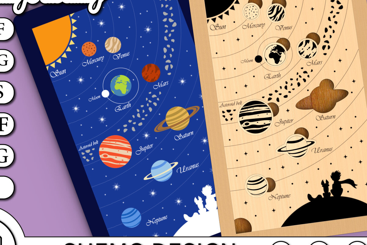 Σετ των 2 Intra απο ξύλο plywood 3mm-4mm πάχος – Εκπαιδευτικό Συμβούλιο Ηλιακού Συστήματος Δίασταση  20x20 cm INTRAFABR-46884468