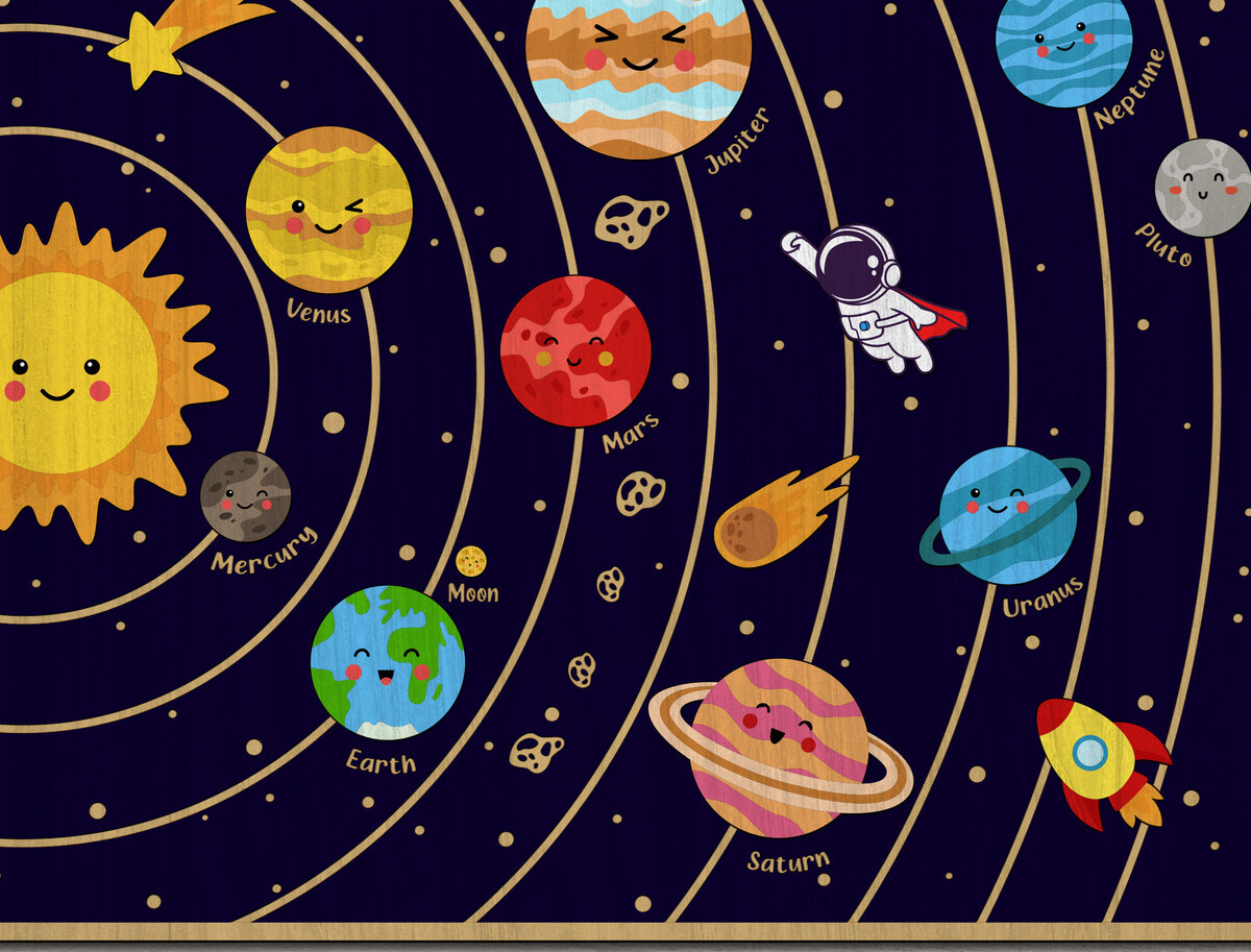 Σετ των 2 Intra απο ξύλο plywood 3mm-4mm πάχος – Παζλ ηλιακού συστήματος Δίασταση  20x20 cm INTRAFABR-26062648