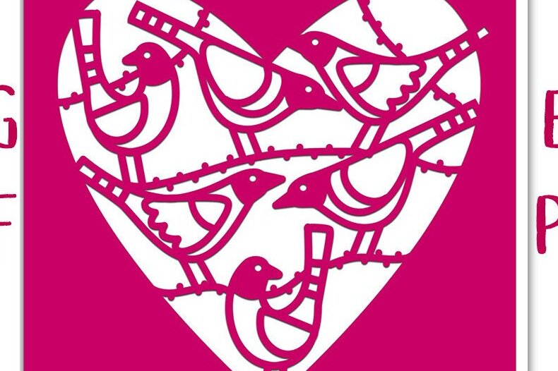 Σετ των 2 Intra απο ξύλο plywood 3mm-4mm πάχος – Songbird Heart Card Δίασταση  20x20 cm INTRAFABR-35013127