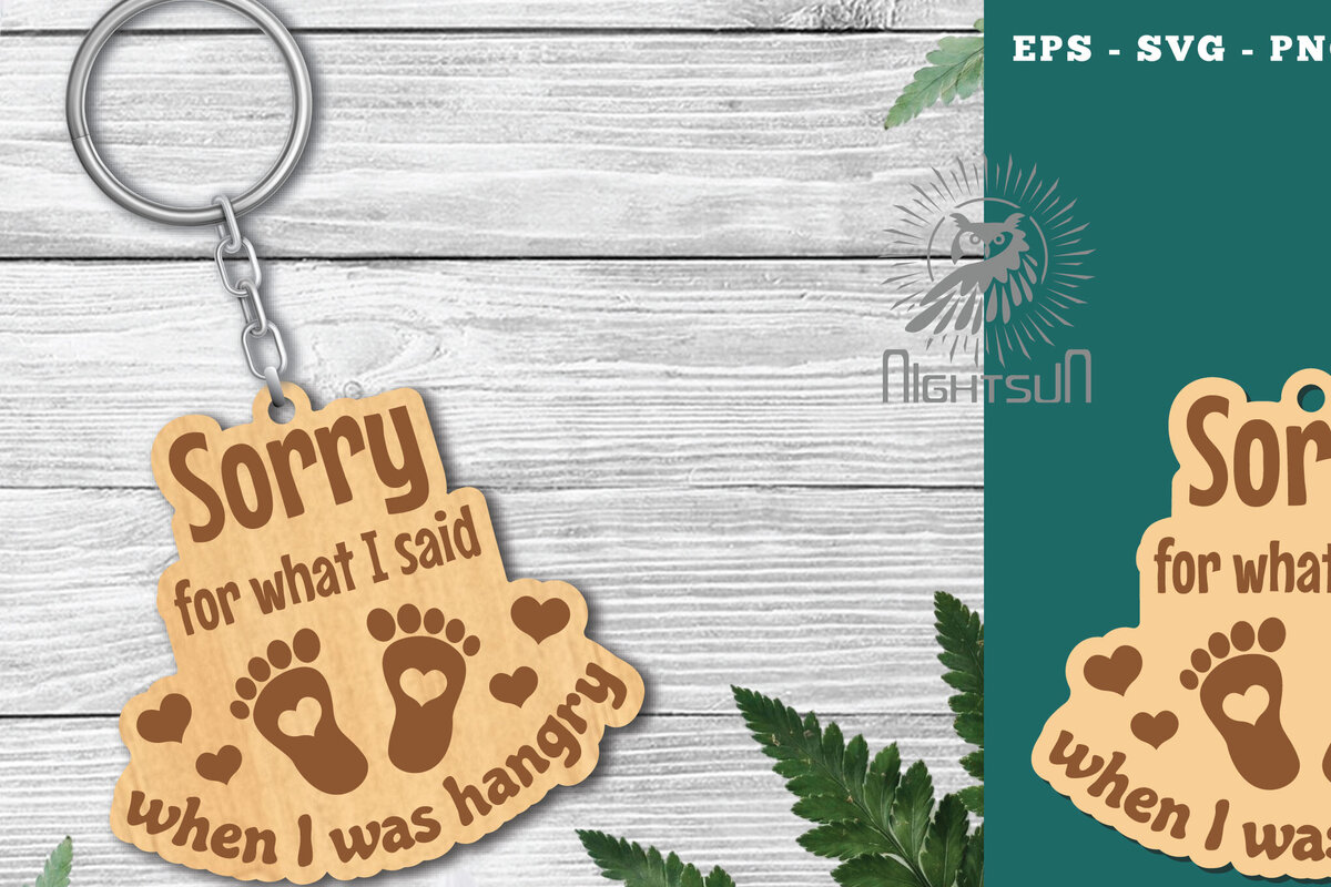 Σετ των 2 Intra απο ξύλο plywood 3mm-4mm πάχος – Συγγνώμη για αυτό που είπα όταν ήμουν πεινασμένος Δίασταση  20x20 cm INTRAFABR-118403098