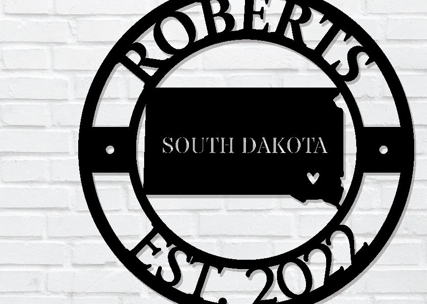 Σετ των 2 Intra απο ξύλο plywood 3mm-4mm πάχος – Προσαρμοσμένη πινακίδα Νότιας Ντακότα, Αμερικανική Πολιτεία Δίασταση  20x20 cm INTRAFABR-99433189