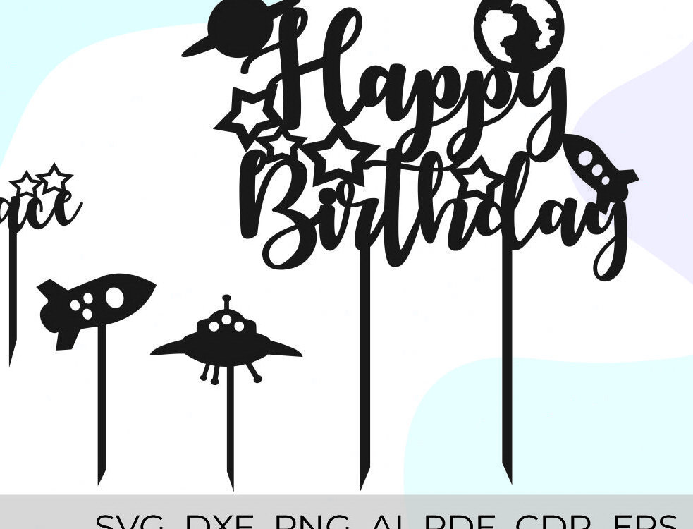 Σετ των 2 Intra απο ξύλο plywood 3mm-4mm πάχος – Space Cake Topper Δίασταση  20x20 cm INTRAFABR-29178195