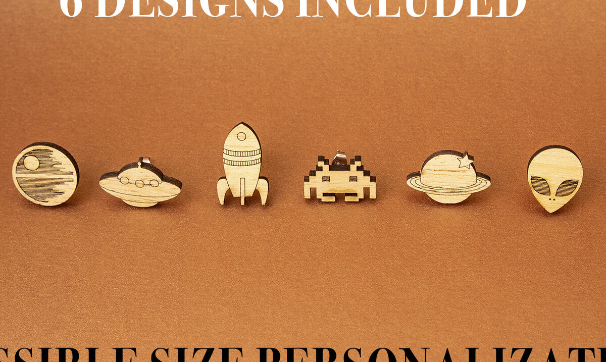 Σετ των 3 Intra απο ξύλο plywood 3mm-4mm πάχος – Αρχείο Space Earrings γιαter. Δίασταση  5x5 cm INTRAFABR-111802282