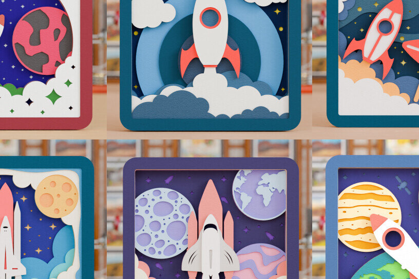 Σετ των 2 Intra απο ξύλο plywood 3mm-4mm πάχος – Πακέτο 3D Craft Exploration Space Δίασταση  20x20 cm INTRAFABR-118450335