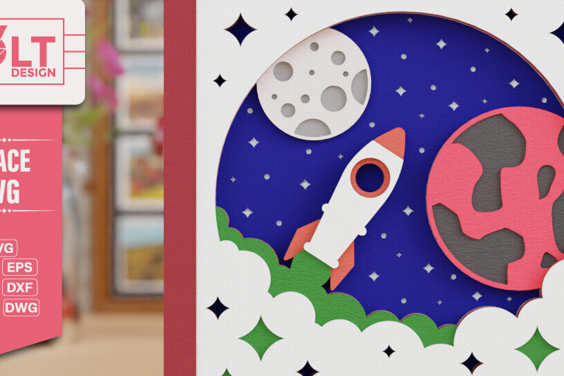 Intra απο ξύλο plywood 3mm-4mm πάχος – Διαστημική εξερεύνηση 3D Craft Design Δίασταση  40x30 cm INTRAFABR-118380601